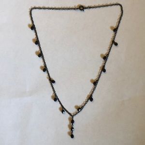 Dark Delicate Necklace with Black Beads